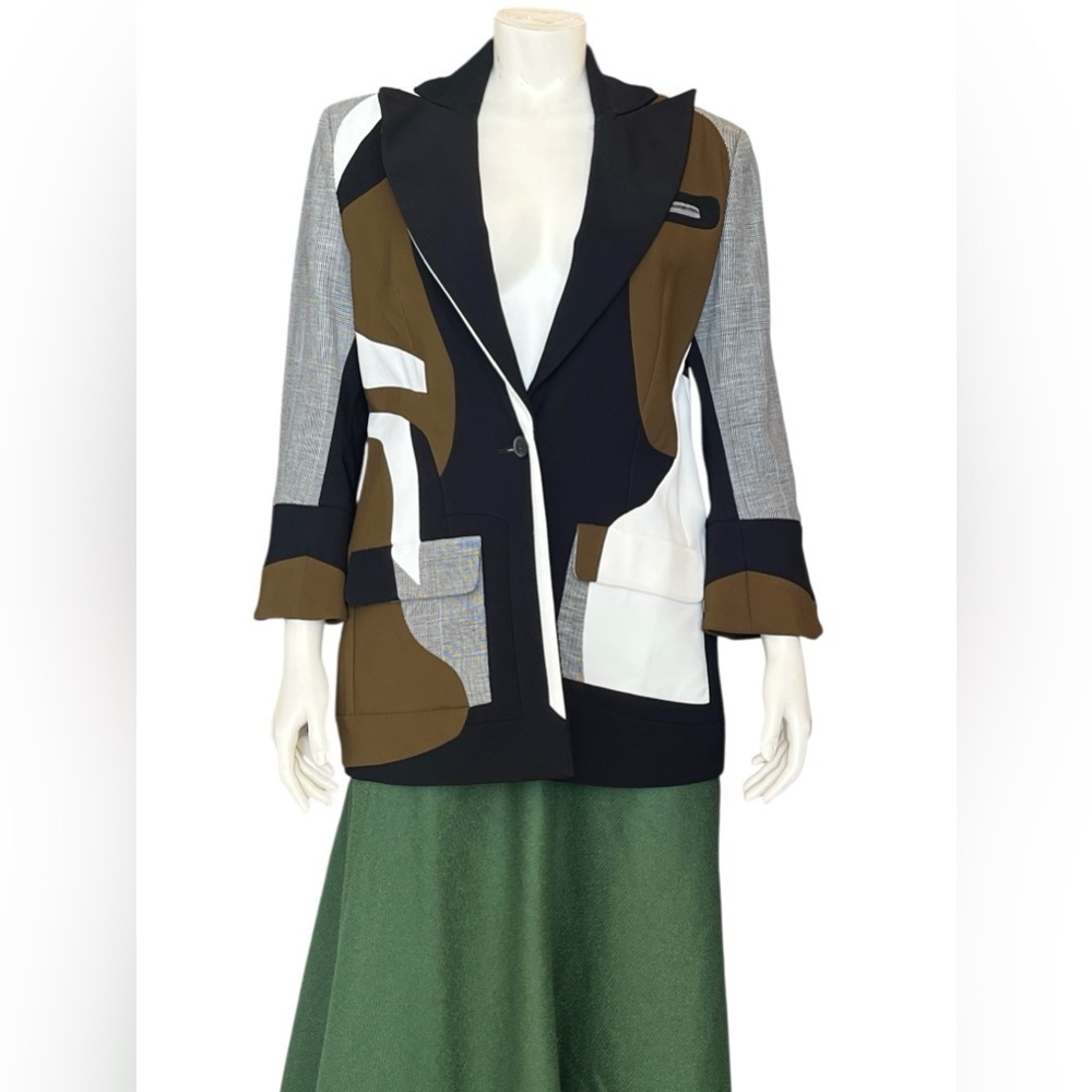 Antonio Berardi Vintage Woven Abstract Patchwork Colourblock Blazer Size 44 / L